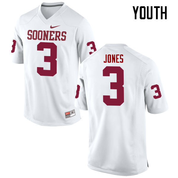 Youth Oklahoma Sooners #3 Mykel Jones College Football Jerseys Game-White - Click Image to Close